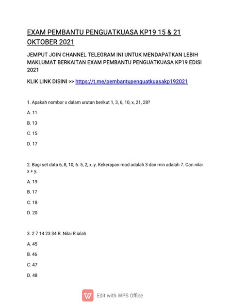 Soalan Matematik Spa Kp19 Image