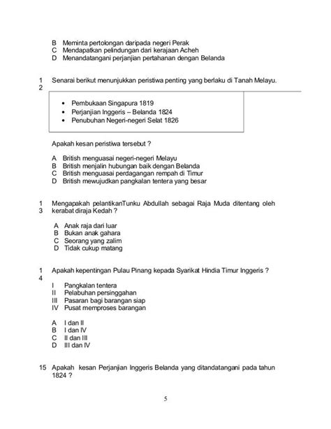 Soalan Objektif Sejarah Tingkatan 4 Bab 2 Kssm Image